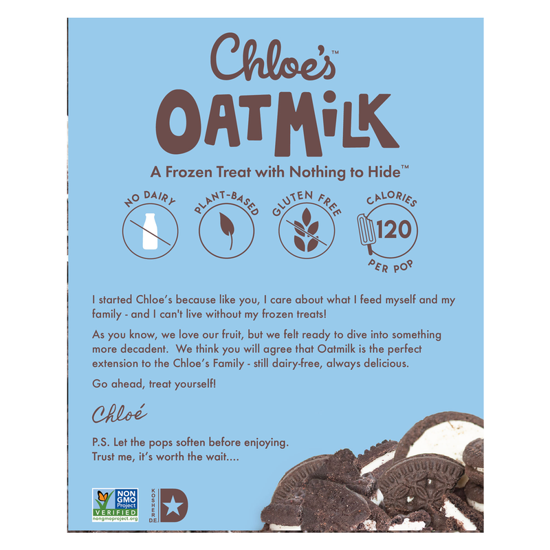 Chloe's Frozen Oatmilk Cookies and Cream Non-Dairy Bars 4ct