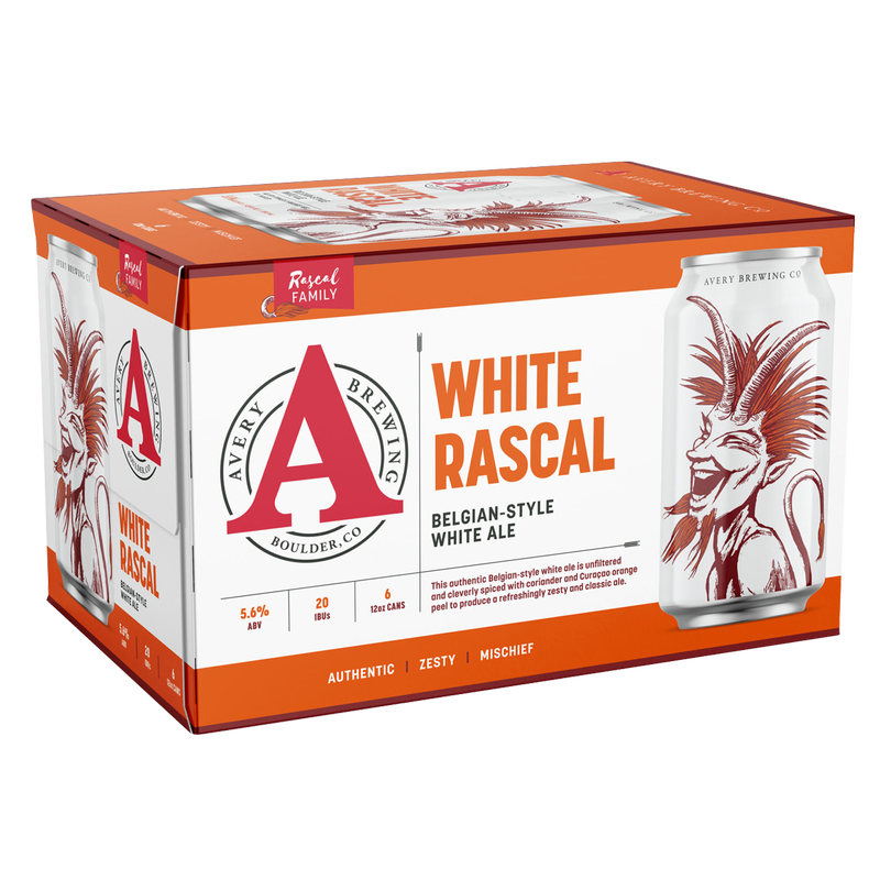 Avert White Rascal Avery White Rascal 6pk 12oz Can 5.6% ABV - Avery Brewing – BevMo!