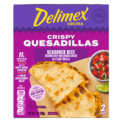 Delimex Seasoned Beef Crispy Quesadillas, 7 oz box