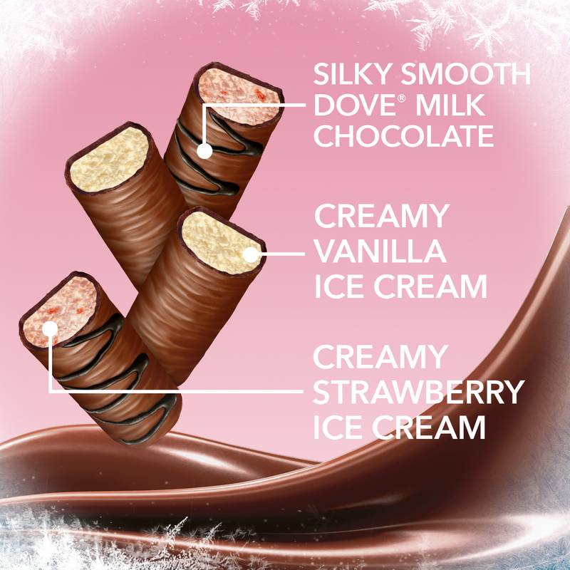 DOVE Vanilla & Strawberry Ice Cream Mini Milk Chocolate Ice Cream Bars Assortment, 10ct