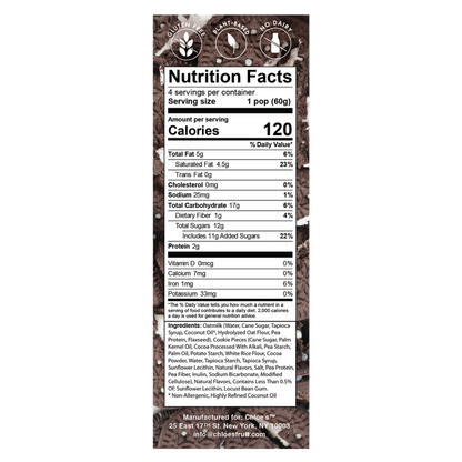 Chloe's Frozen Oatmilk Cookies and Cream Non-Dairy Bars 4ct