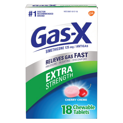 Gas-X Extra Strength Chewable Gas Relief Tablets with Simethicone 125 mg, Cherry - 18 Count
