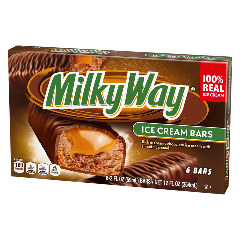 MILKY WAY Caramel and Chocolate Ice Cream Bars, 6 Pack, 2 Oz Bars