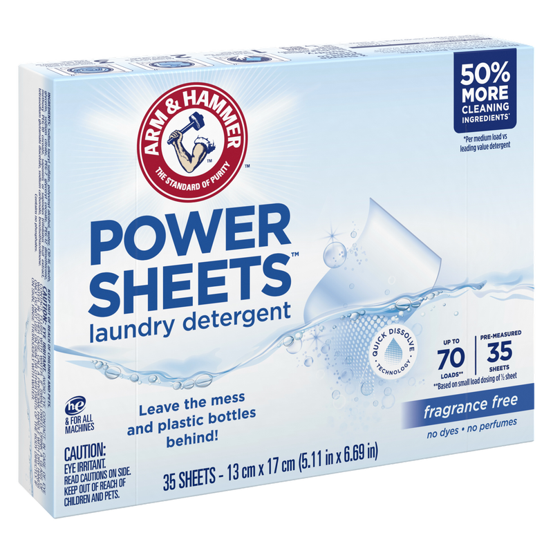 Arm & Hammer Laundry XL Detergent Sheets Fragrance Free, 35ct