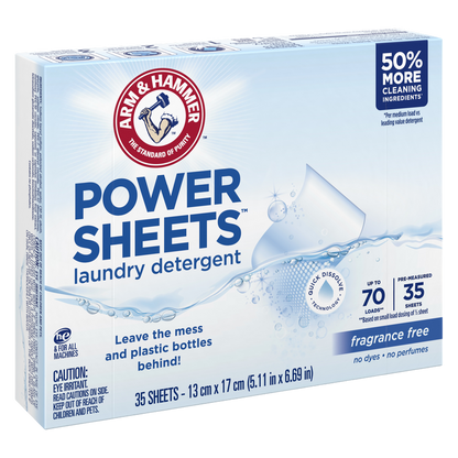 Arm & Hammer Laundry XL Detergent Sheets Fragrance Free, 35ct