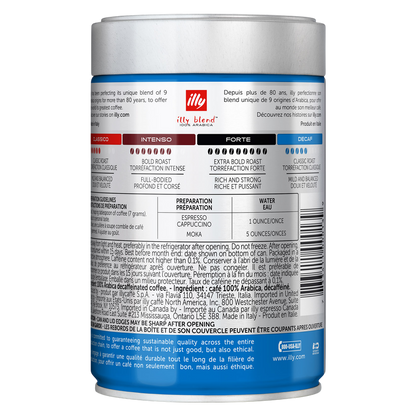Illy Decaf Ground Espresso Coffee 8.8oz Can