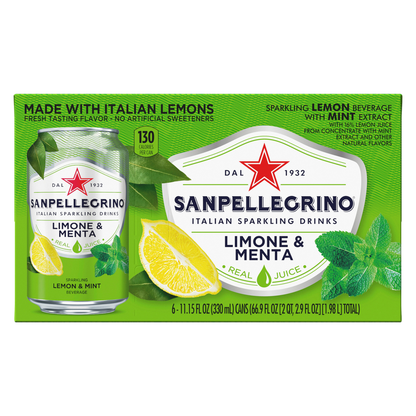 San Pellegrino Lemon Mint Sparkling Water 6pk 12oz Can