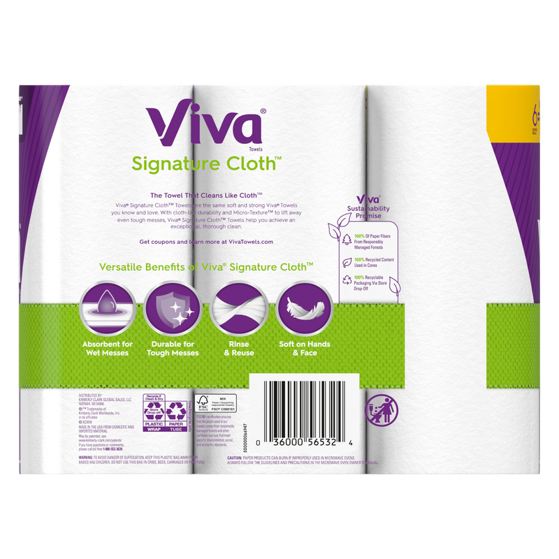 Viva Signature Cloth Paper Towels, 6 Double Rolls, 86 Sheets per Roll