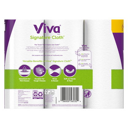Viva Signature Cloth Paper Towels, 6 Double Rolls, 86 Sheets per Roll