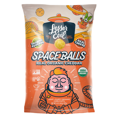 LesserEvil Space Balls, Real Organic Cheddar, 5oz