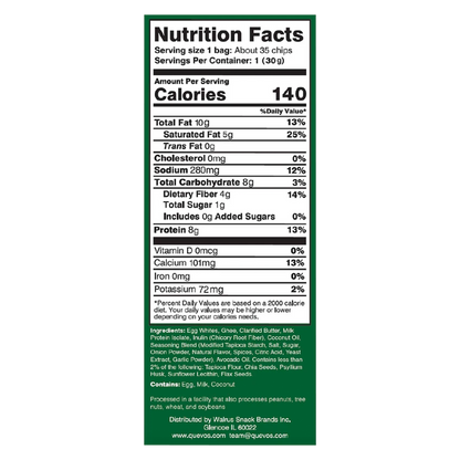 Quevos Sour Cream and Onion Egg White Chips 1oz Bag