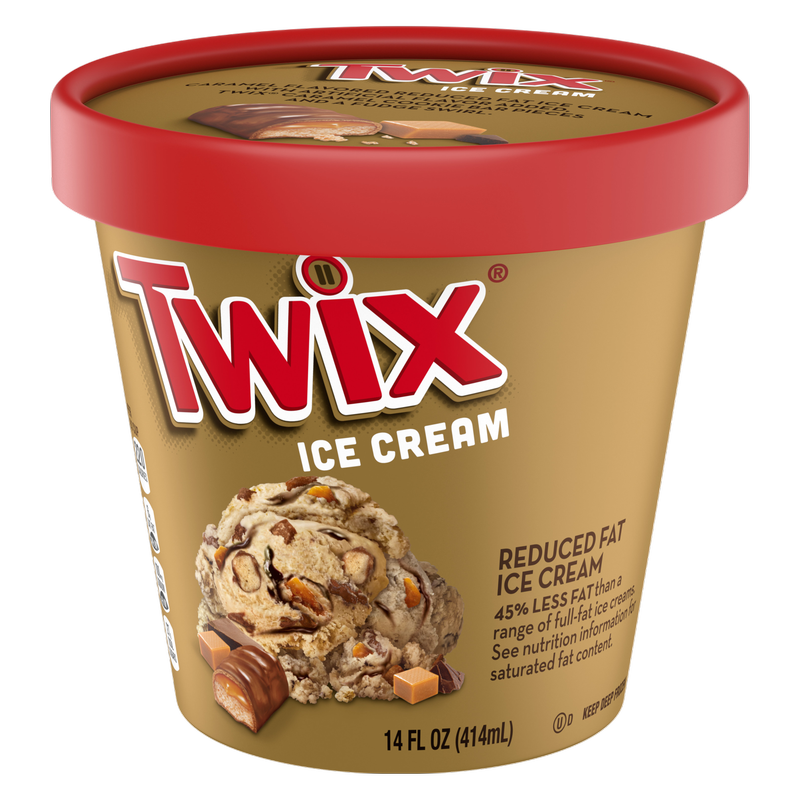 TWIX Caramel Fudge Swirl Ice Cream Reduced Fat Cookie Caramel Ice Cream with Twix Candy Bar Pieces, 14oz