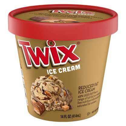 TWIX Caramel Fudge Swirl Ice Cream Reduced Fat Cookie Caramel Ice Cream with Twix Candy Bar Pieces, 14oz
