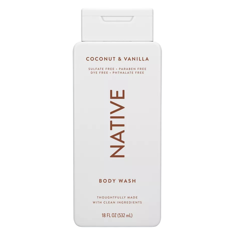 Native Body Wash, Coconut & Vanilla, Sulfate Free, 18 oz