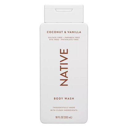 Native Body Wash, Coconut & Vanilla, Sulfate Free, 18 oz