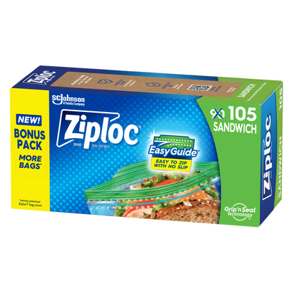 Ziploc Easy Guide Sandwich Bags, 105ct