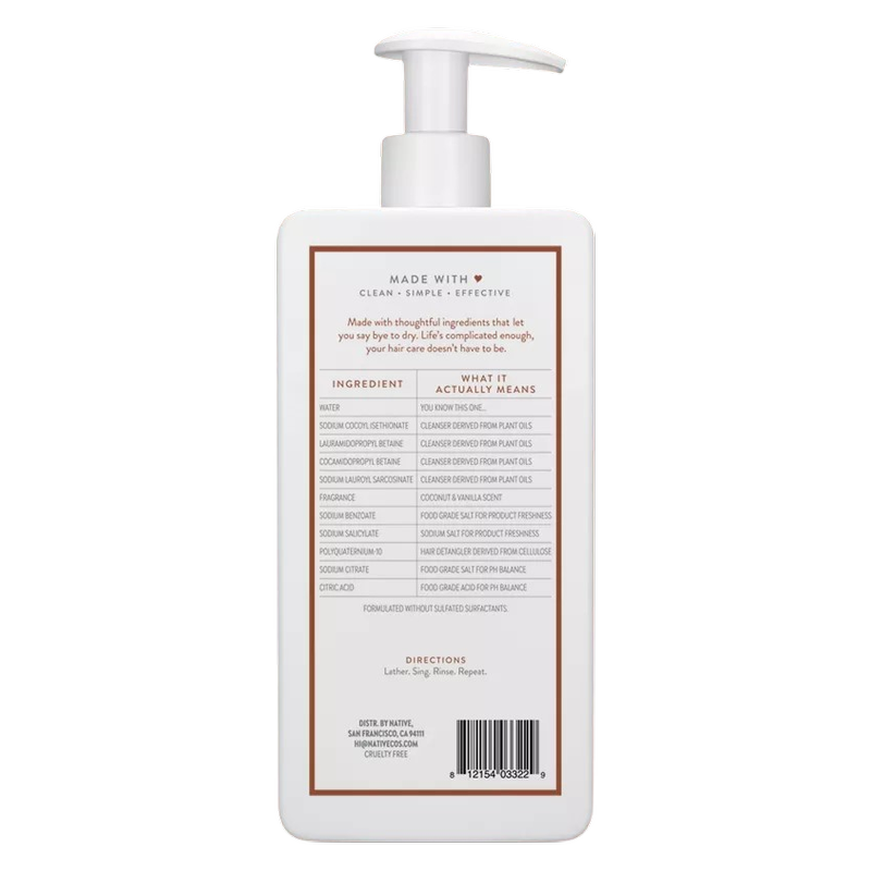 Native Shampoo, Coconut & Vanilla, 16.5 fl oz