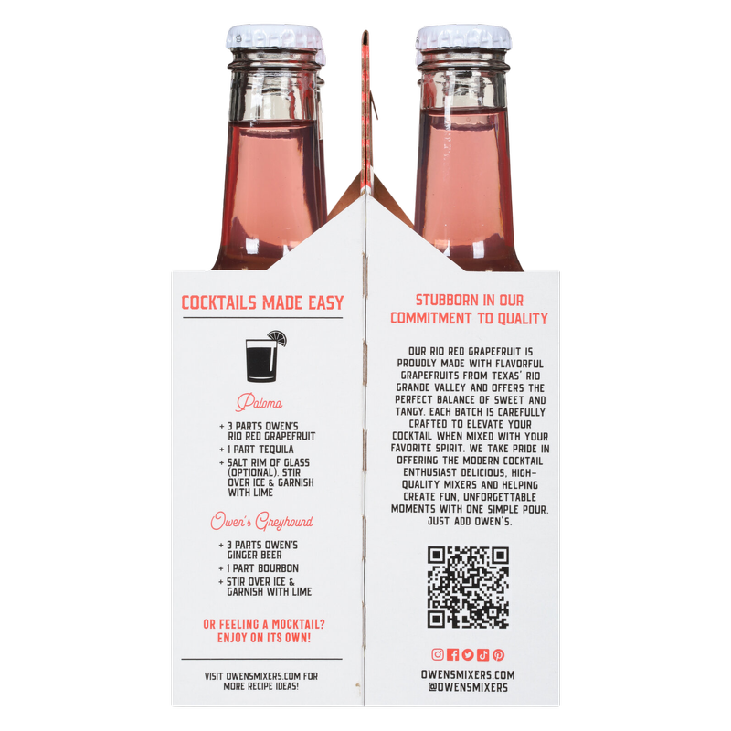 Owen's Rio Red Grapefruit 4pk 250ml Btl - Owen's Craft Mixers – BevMo!