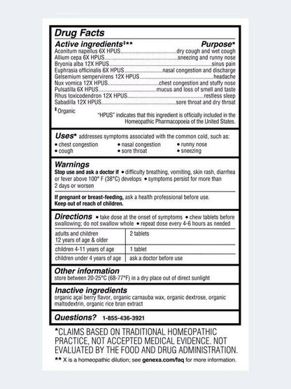 Genexa Organic Cold Crush Adult, 60 Tabs