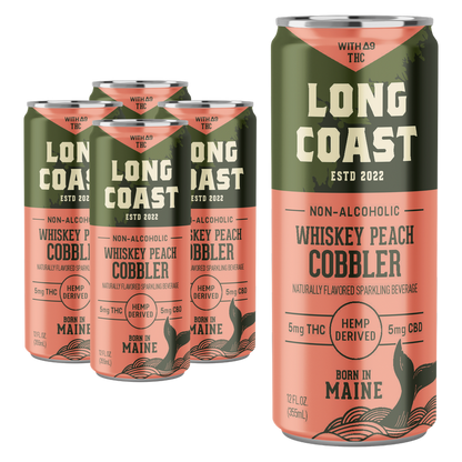 Long Coast THC 5mg Whiskey Peach Cobbler Cocktail 4pk 12oz Can