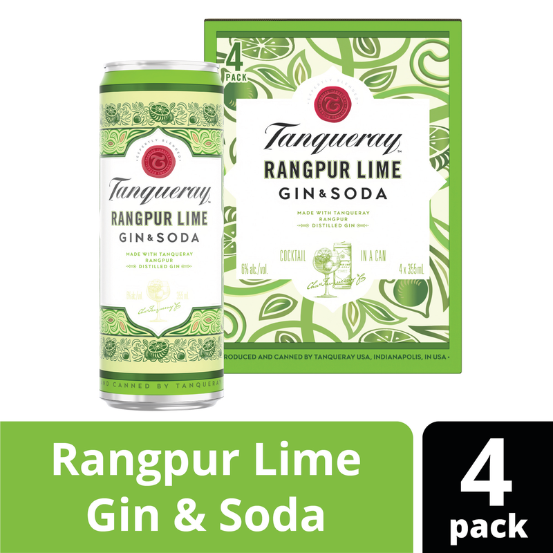 Tanqueray Rangpur Lime Gin & Soda 4pk 12oz Cans 6% ABV