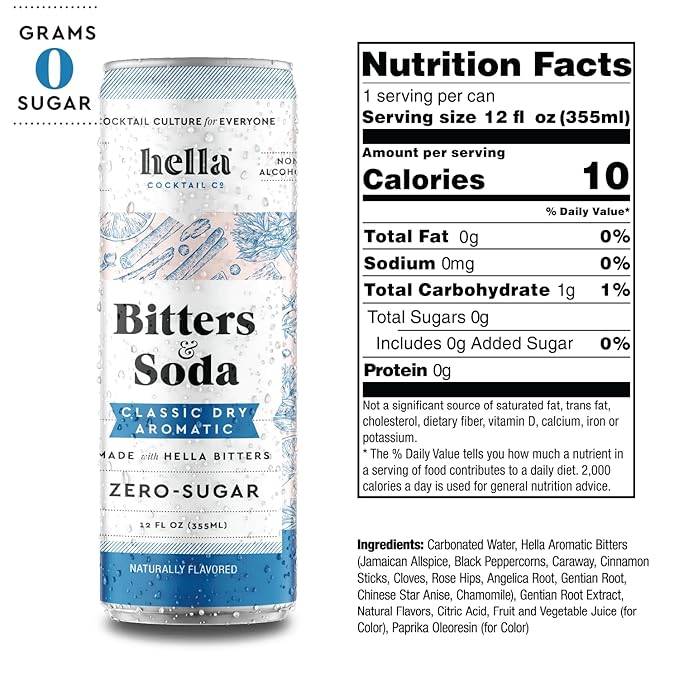 Hella Cocktail Co Bitters & Soda Dry Aromatic 4pk 12oz Can - Hella