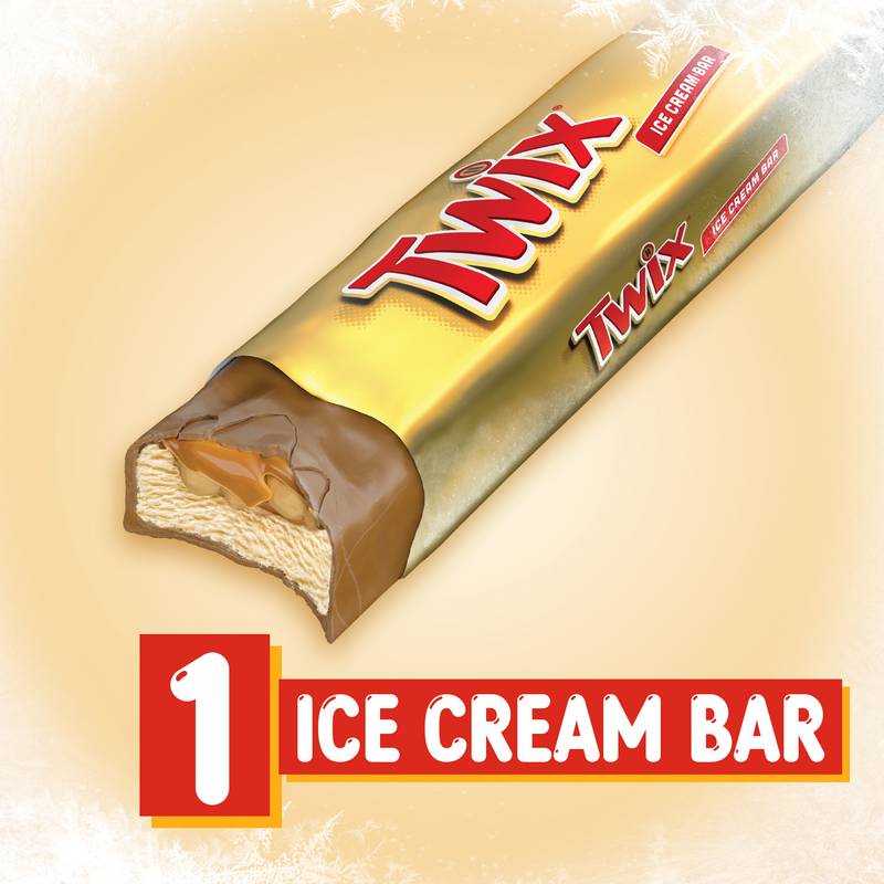 TWIX Ice Cream Bar Vanilla Caramel Chocolatey Cookie Dessert Bar, 3 Oz Bar