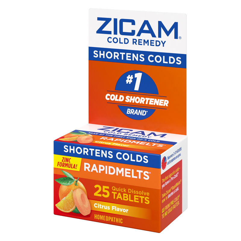 Zicam Zinc Cold Remedy RapidMelts Quick-Dissolve Tablets Citrus Flavor 25ct