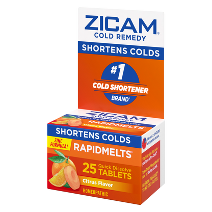 Zicam Zinc Cold Remedy RapidMelts Quick-Dissolve Tablets Citrus Flavor 25ct