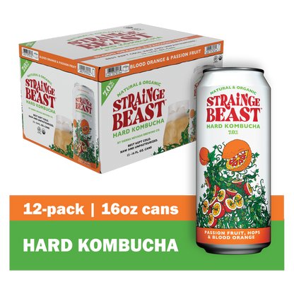 Strainge Beast Hard Kombucha Passion Fruit Hops Blood Orange Single 16oz Can