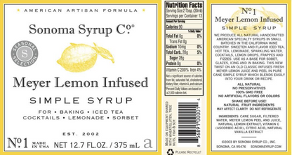 Ss Meyer Lemon Simple Syrup Single 12.7oz Btl