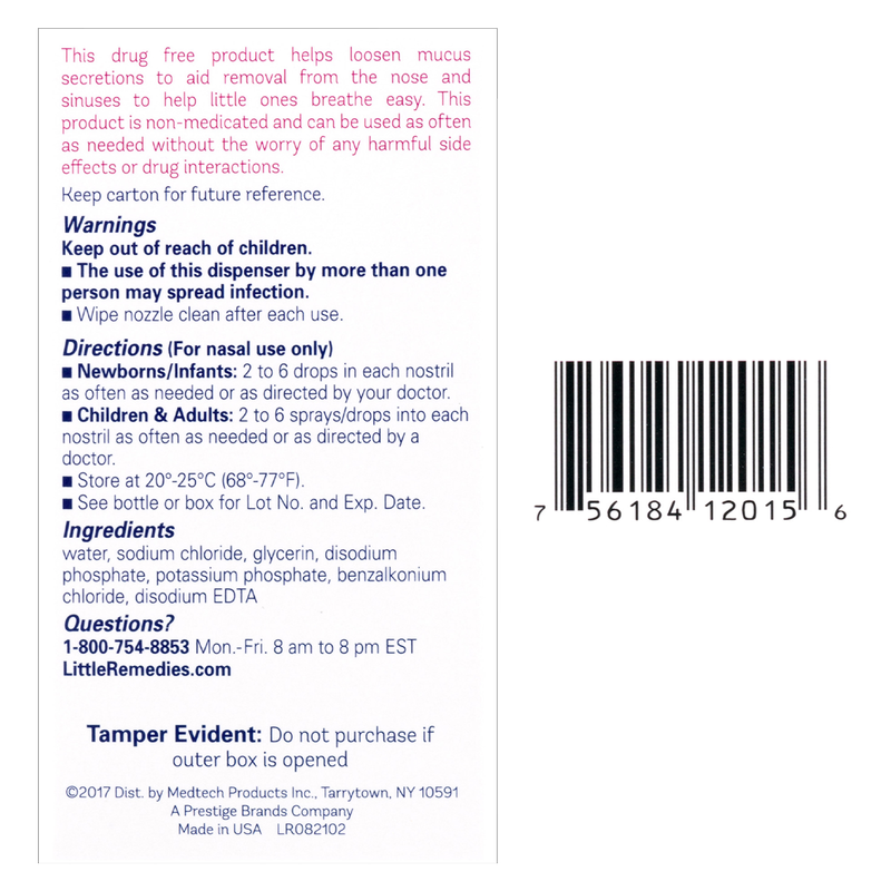 Little Remedies Saline Spray & Drops 0.5oz