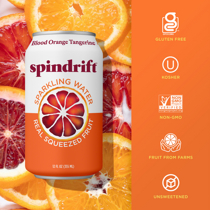 Spindrift Blood Orange Tangerine Sparkling Water 8pk 12oz Can