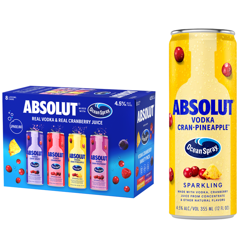 Absolut Ocean Spray Variety 8pk 12oz Cans 4.5% ABV