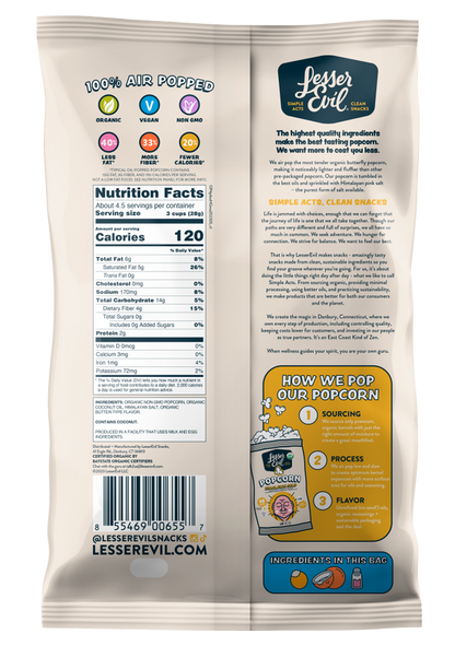 LesserEvil Organic Popcorn, Himalayan Gold, 4.6oz