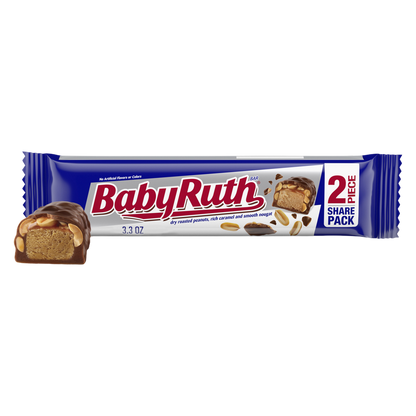 Baby Ruth Chocolatey, Peanut, Caramel, Nougat, Share Size Candy Bars, Share Pack, 3.3 oz