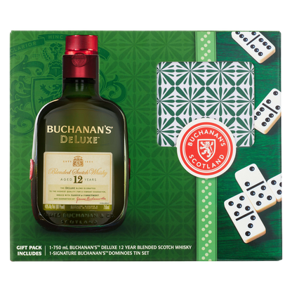 Buchanan's 12 Year Scotch 750ml Bottle w/ Dominoes Tin