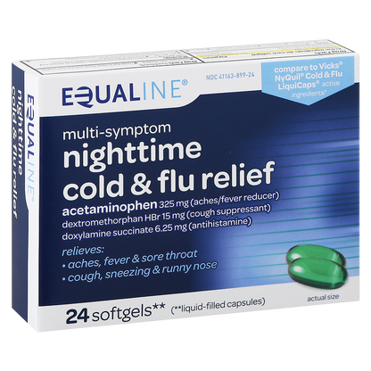 Equaline Nighttime Cold + Flu Relief 24 softgels