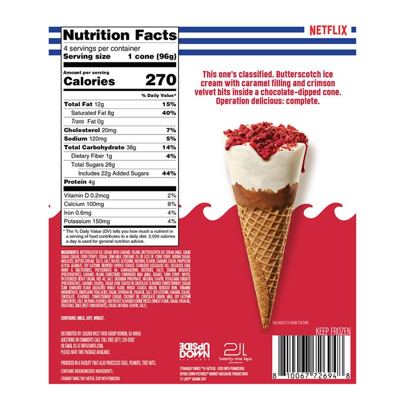 Stranger Things Code Red! Ice Cream Cones 4ct