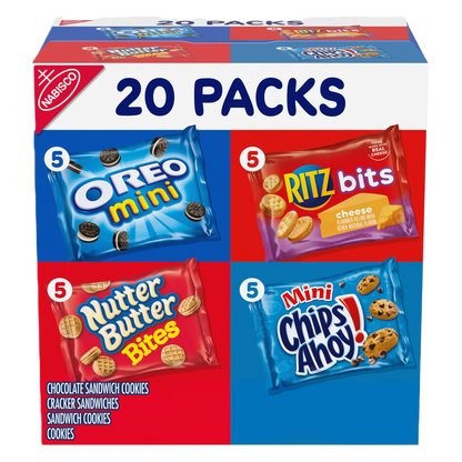Nabisco Classic Mix Variety Pack, OREO, CHIPS AHOY!, Nutter Butter, RITZ Bits Cheese, 20 Snack Packs