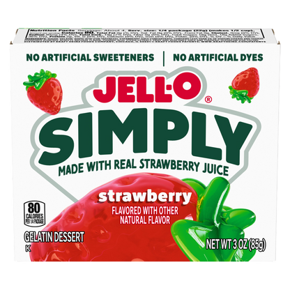 Jell-O Simply Strawberry Gelatin Dessert Mix, 3 oz Box