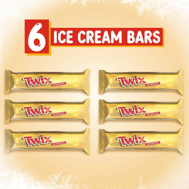 TWIX Ice Cream Bars Vanilla Caramel Chocolatey Cookie Dessert Bar , 6ct