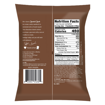 Le Cafe De La Plage Chocolat Cookie Ice Cream Sandwich 5.81oz