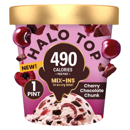 Halo Top Cherry Chocolate Chip Chunk Light Ice Cream, Lower