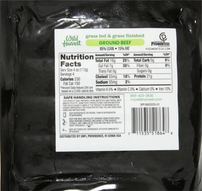 Grass Fed Ground Beef 85/15 (Frozen) - 1lb