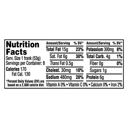 Ball Park Bun Size Beef Franks - 15oz/8ct