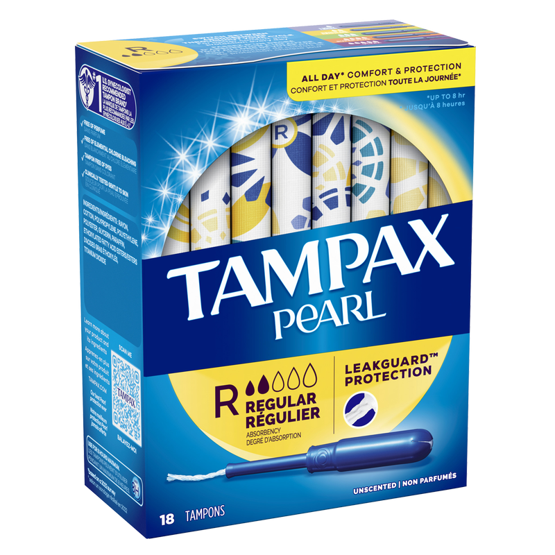 Tampax Pearl Plastic Tampons Regular Unscented 18ct