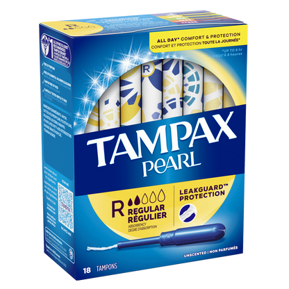Tampax Pearl Plastic Tampons Regular Unscented 18ct
