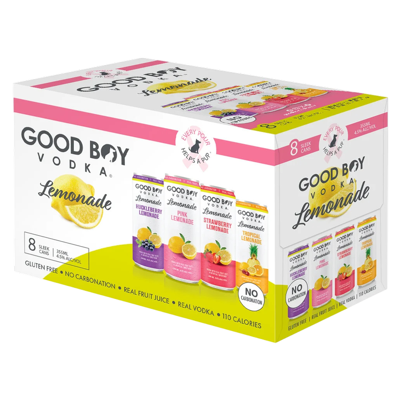 Good Boy Vodka Lemonade Variety Pack 8pk 12oz Can - Good Boy – BevMo!