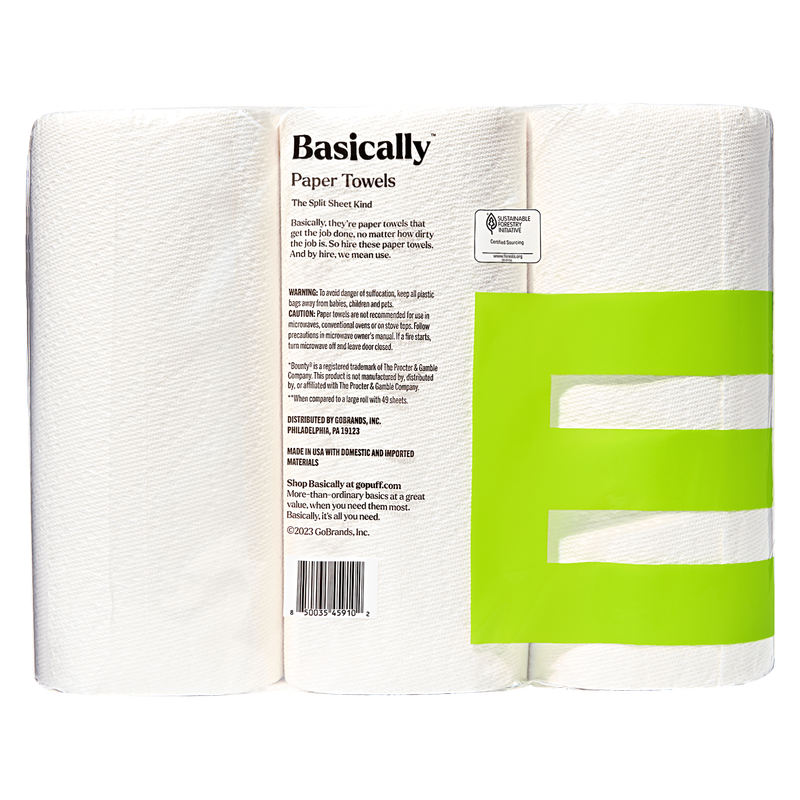 Basically 6ct Split Sheet Paper Towels Double Roll
